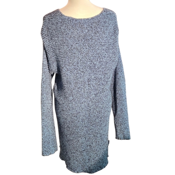 J.Jill Pure Jill Women's Blue Knit Sweater Tunic Length Hi Lo Hem Women M - Picture 3 of 12